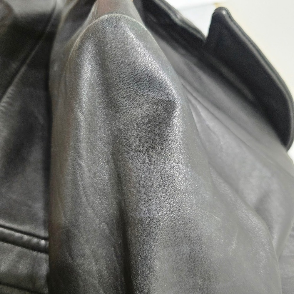 Vintage 90s Leather Jacket Coat Women's L Black Alt Grunge Goth Classic Matrix - Picture 7 of 16